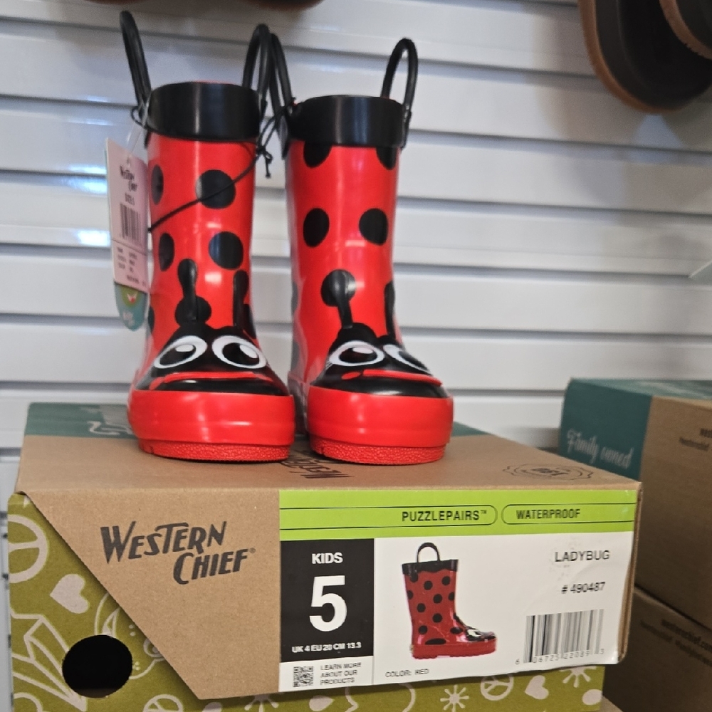 Western Chief Kids Ladybug Boots - Red and Black
